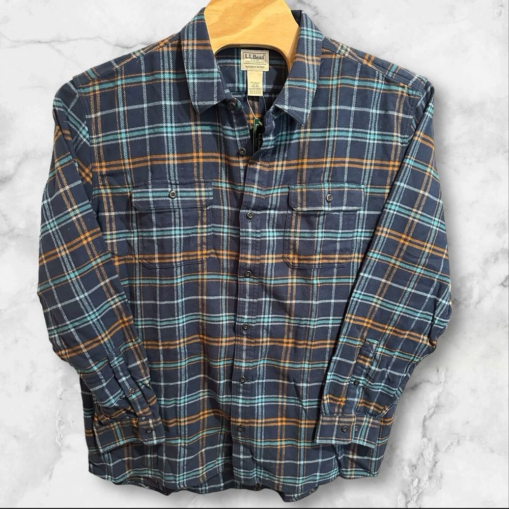 NWT L.L. Bean Men's Flannel Shirt Size XXL Slightly Fitted